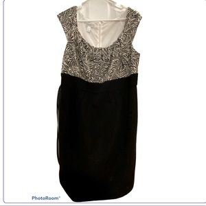 Dress Barn Black & White Dress with Belt Size 16